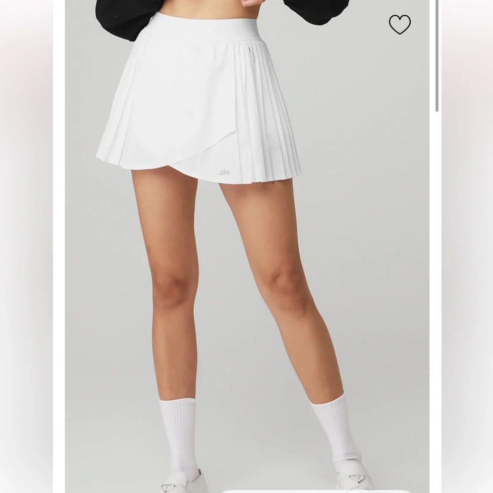 ALO Yoga Aces White Pleated Tennis Skirt - (S) pra